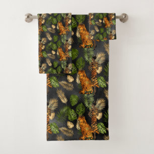 Elegant Copper Green Gold Tiger Lady Bath Towel Set
