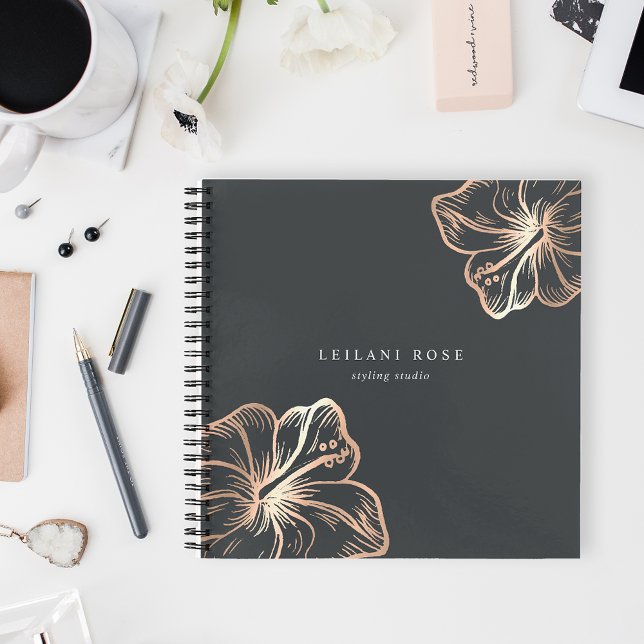 Elegant Copper Hibiscus Flower Notebook (Creator Uploaded)