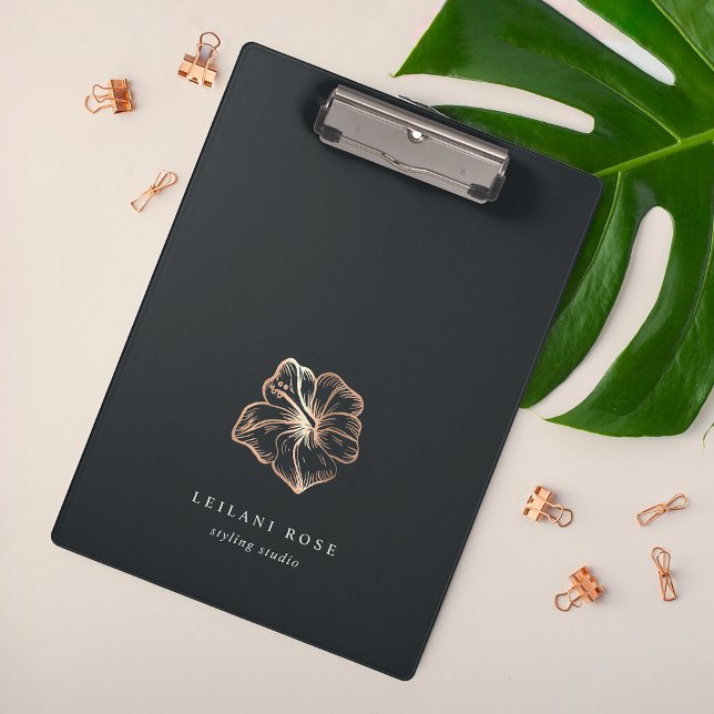 Elegant Copper Hibiscus Flower Personalized Clipboard (Creator Uploaded)