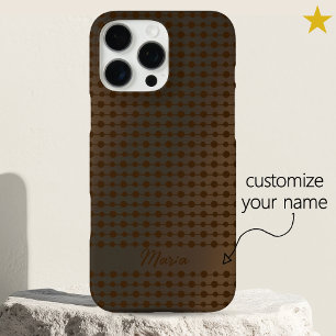 Elegant Copper Metal Dots Line Pattern Custom Name iPhone 16 Pro Max Case