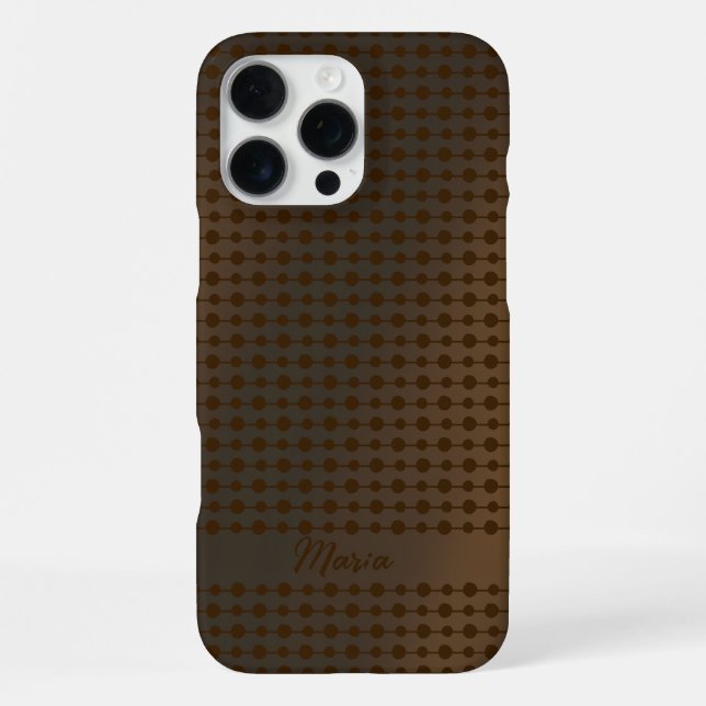Elegant Copper Metal Dots Line Pattern Custom Name iPhone Case (Back)