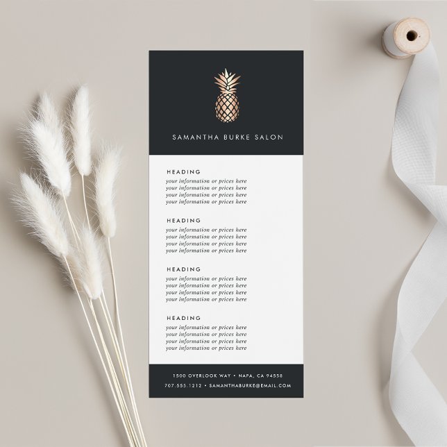 Elegant Copper Pineapple | Pricing or Services Rack Card (Creator Uploaded)