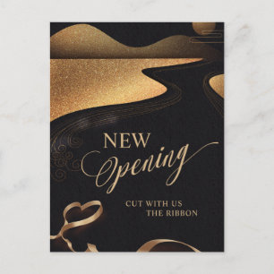 Elegant Copper Ribbon NEW Opening Invitation Postcard