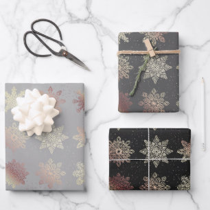 Elegant copper rose gold Christmas pattern   Wrapping Paper Sheet