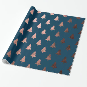 Elegant copper rose gold Christmas tree pattern Wrapping Paper