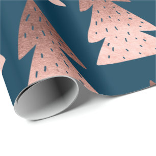 Elegant copper rose gold Christmas tree pattern Wrapping Paper