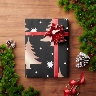 Elegant copper rose gold Christmas tree pattern Wrapping Paper