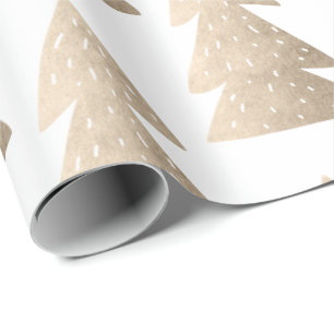 Elegant copper rose gold Christmas tree pattern Wrapping Paper