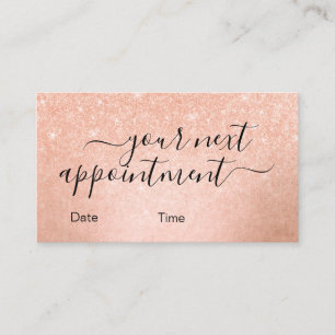 Elegant copper rose gold glitter makeup artist appointment card