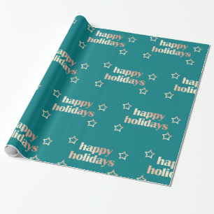 Elegant copper rose gold Happy Holidays Christmas Wrapping Paper