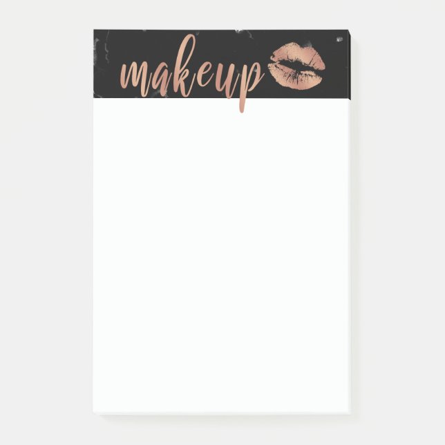 Elegant copper rose gold lips and marble makeup post-it notes (Front)