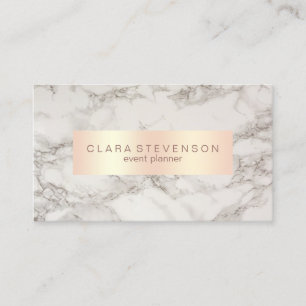 Elegant copper rose gold & marble event planner business card