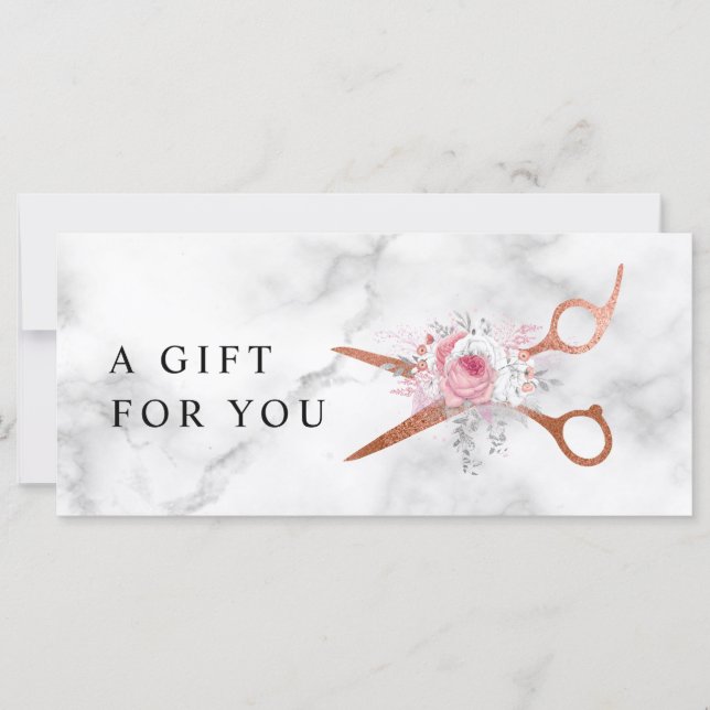 Elegant copper rose gold scissors hairstylist (Front)