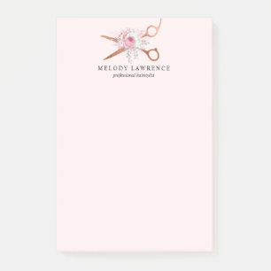 Elegant copper rose gold scissors hairstylist post-it notes