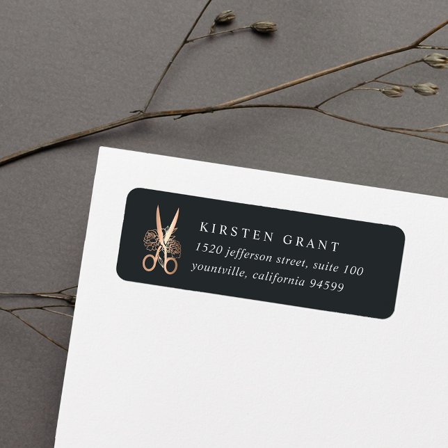 Elegant Copper Scissors Logo Return Address (Creator Uploaded)
