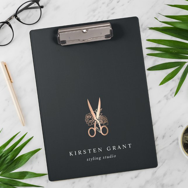 Elegant Copper Scissors Salon Logo Clipboard (Creator Uploaded)