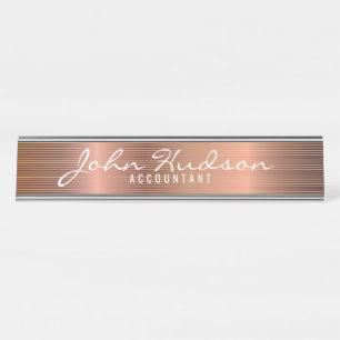 Elegant Copper Script Modern Desk Name Plate