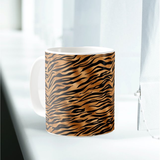 Elegant Copper Tiger Animal Print Coffee Mug (Creator Uploaded)