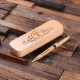 Élégant Coque de monogramme gravé et stylo en bois