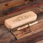 Élégant Coque de monogramme gravé et stylo en bois