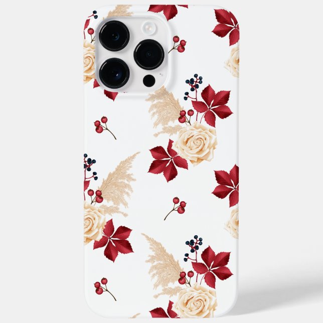 Élégant coque iphone d'automne floral de Bourgogne (Verso)