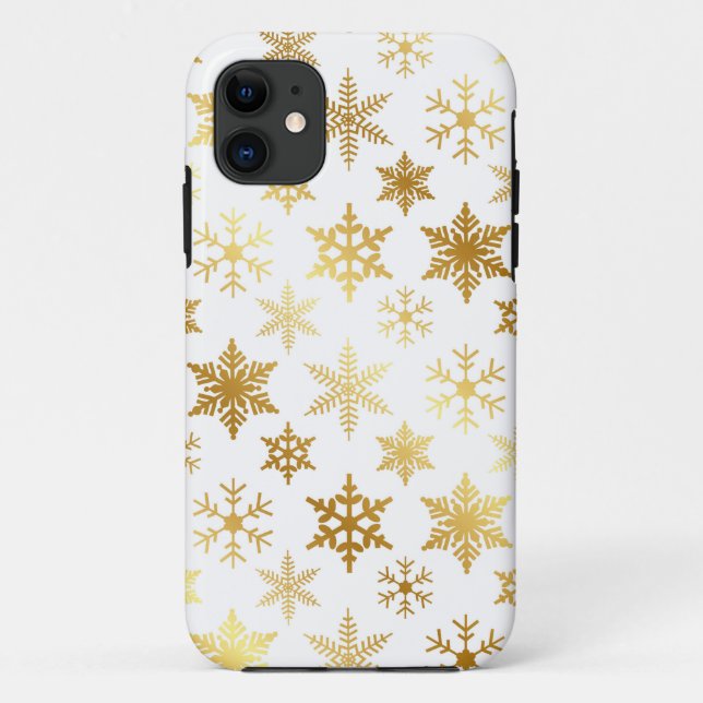 Élégant coque iphone de neige blanche et or (Dos)
