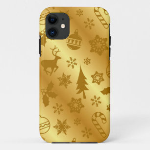 Élégant coque iphone d'impression Gold Christmas