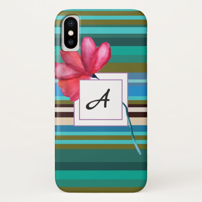 Élégant coque iphone floral Monogram (Dos)