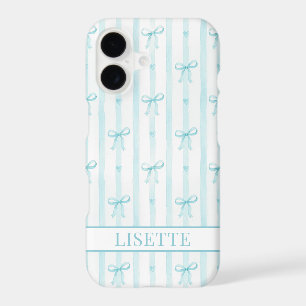 Élégant Coquette à Rubans Rayés Aqua Monogrammé Ca
