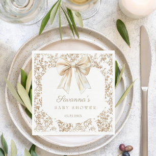 Elegant Coquette Bow Chinoiserie Baby Shower  Napkin