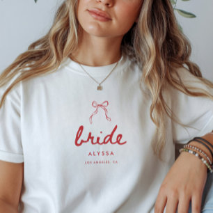 Elegant Coquette Bow Custom Bride Bachelorette T-Shirt