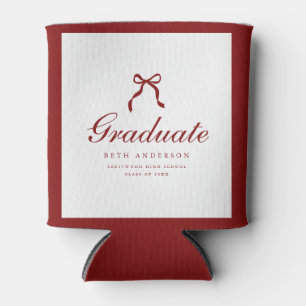 Elegant Coquette Bow Wine Red Graduation Party Can Cooler