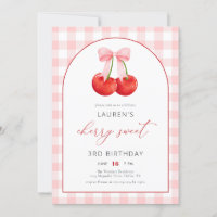 Elegant Coquette Cherry Sweet Girl 1st Birthday