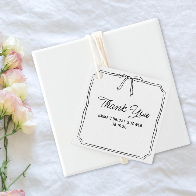 Elegant Coquette Chic Bow Bridal Shower Thank You  Favour Tags (Creator Uploaded)