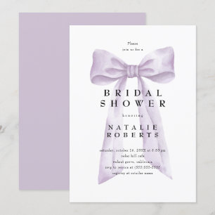 Elegant Coquette Dusty Purple Bow Bridal Shower Invitation