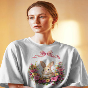 Elegant Coquette Easter Bunny Shirt - Floral Chino