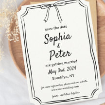 Elegant Coquette Hand-Drawn Bow Timeless Wedding