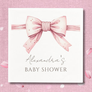 Elegant Coquette Pink Bow Baby Shower Napkin