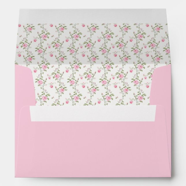 Elegant Coquette  Pink Bow Floral Baby Shower Envelope (Back (Bottom))
