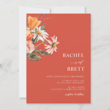 Élégant corail et Faire-part de mariage rose