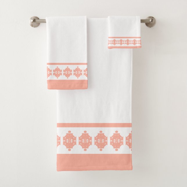 Elégant corail et Motif géométrique blanc (En situation)