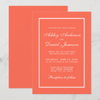 Elégant corail moderne et Faire-part de mariage bl