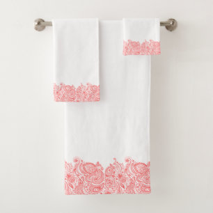 Élégant corail rouge floral Paisley Birder