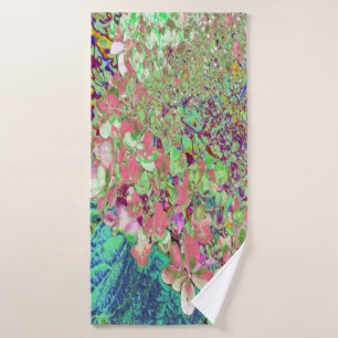 Elegant Coral and Chartreuse Limelight Hydrangea Bath Towel