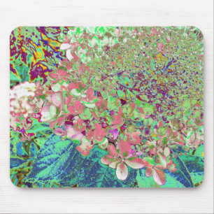 Elegant Coral and Chartreuse Limelight Hydrangea Mouse Pad