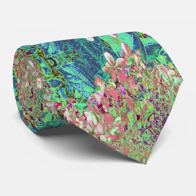 Elegant Coral and Chartreuse Limelight Hydrangea Tie (Rolled)