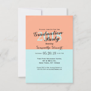 Elegant Coral and Mint Green Two Tone Colour Split Invitation