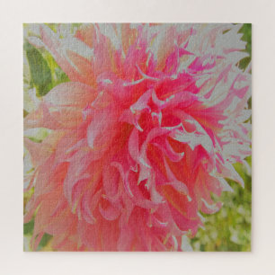 Elegant Coral and Pink Decorative Dahlia Jigsaw Puzzle