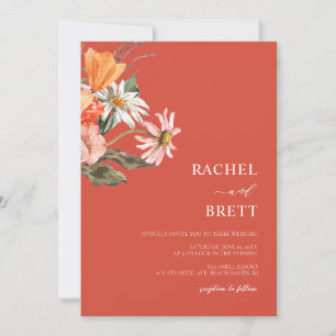 Elegant Coral and Pink Floral Wedding Invitation