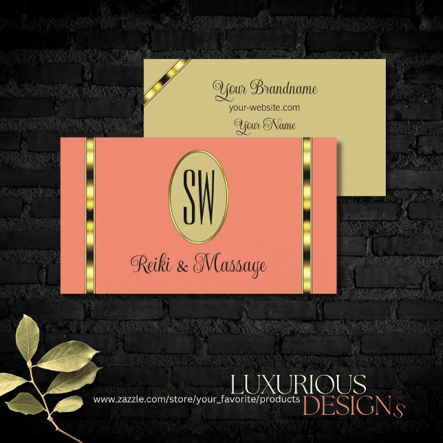 Elegant Coral Beige with Monogram Professional Business Card (Creator Uploaded)